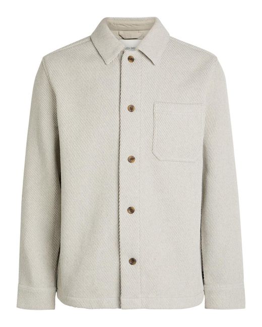 Les Deux White Hamilton Textured Twill Overshirt for men