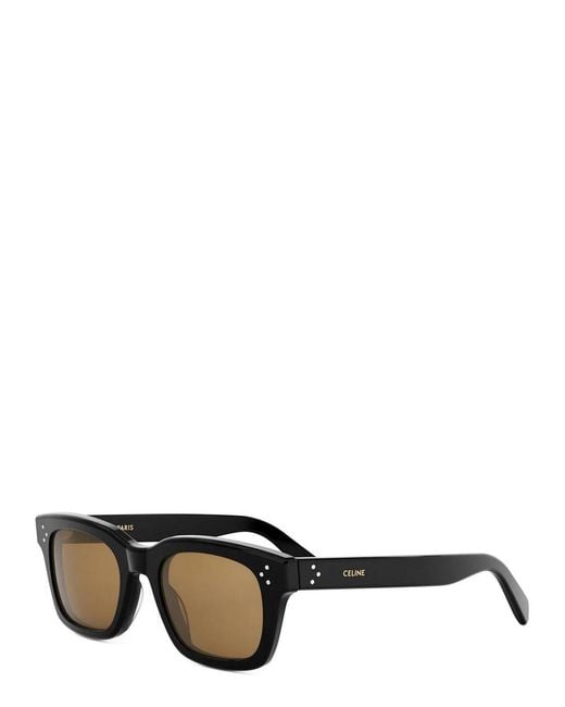 Céline Black 3 Dot Rectangle-Frame Sunglasses
