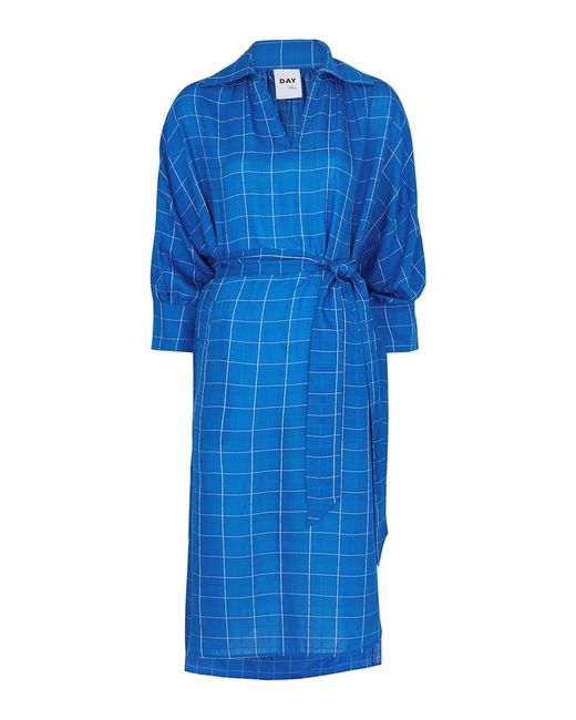 Day Birger et Mikkelsen Blue Colette Checked Woven Midi Dress