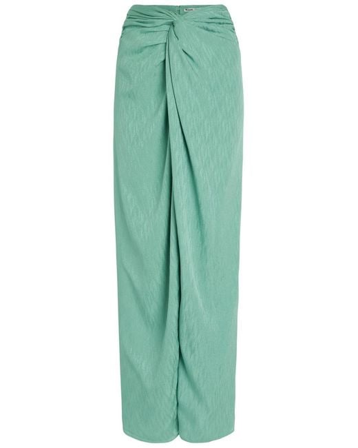 Blazé Milano Green Konik Twist Silk Maxi Skirt
