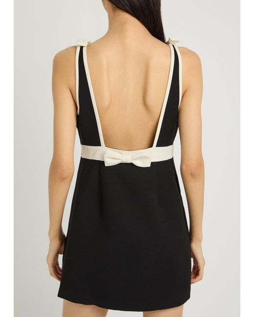 LoveShackFancy Black Catrice Bow-Appliquéd Cotton-Blend Mini Dress
