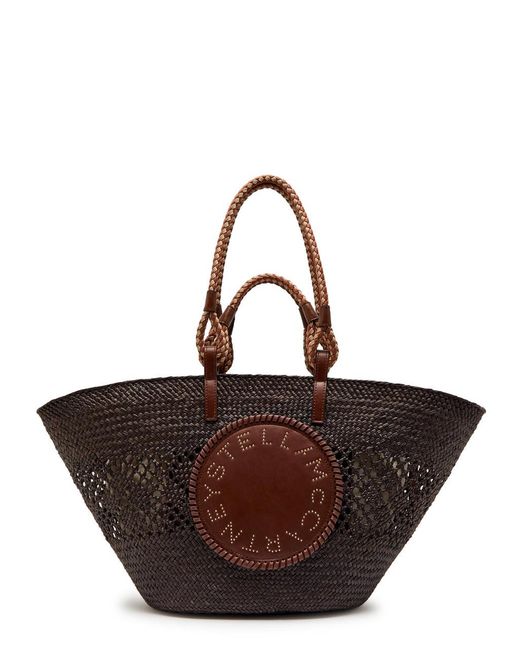 Stella McCartney Brown Logo Large Raffia Tote Bag