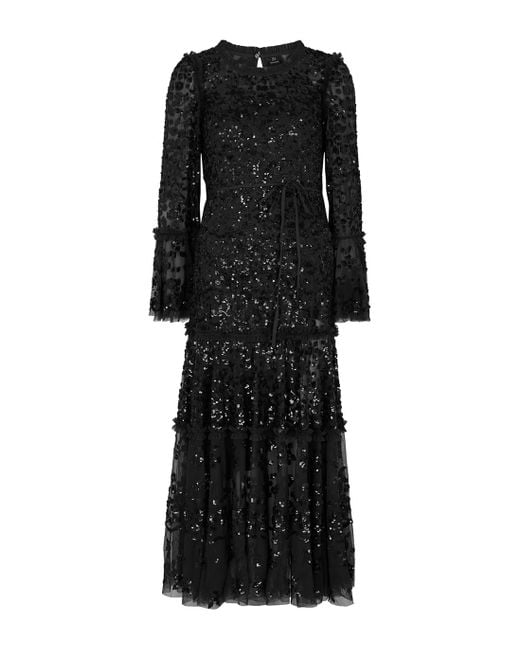 Needle & Thread Annie Sequin-embellished Tulle Gown in Black | Lyst