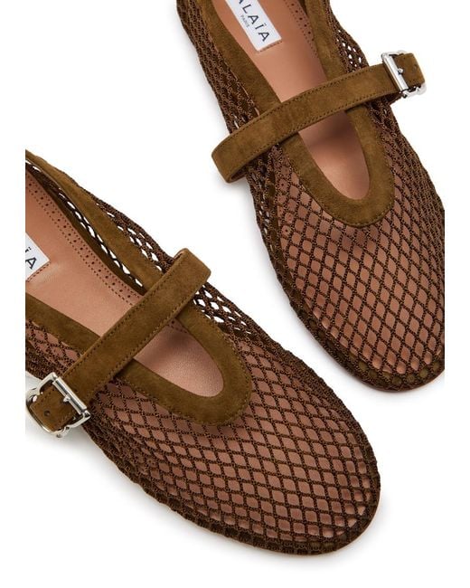 Alaïa Brown Mesh And Suede Ballet Flats