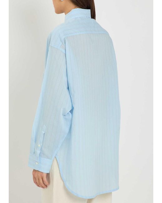 Agolde Blue Sona Striped Cotton-Blend Shirt