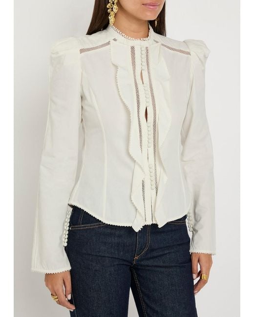 Isabel Marant White Calina Picot Lace Cotton Blouse