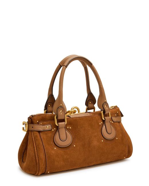 Chloé Brown Paddington Suede Shoulder Bag