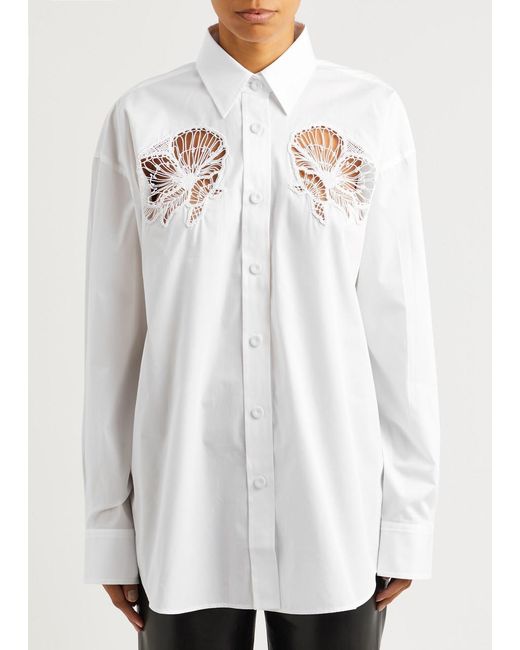 Stella McCartney White Cornelli Embroidered Cotton-poplin Shirt