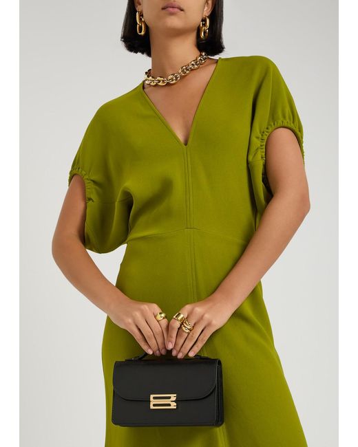 Victoria Beckham Black Dorian Mini Grained-Leather Top Handle Bag