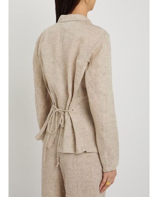Emporio Armani Natural Fitted Linen-Blend Blazer