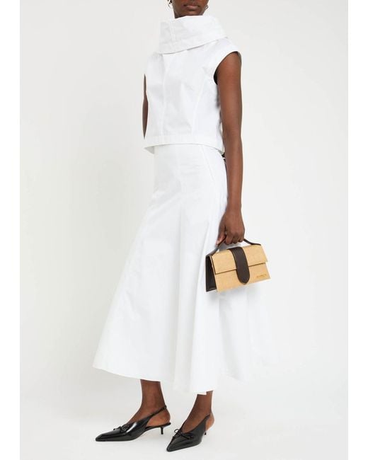 Jacquemus White La Triangle Cotton Midi Skirt
