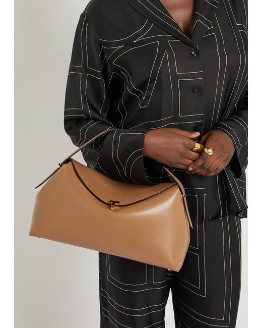 Totême  Natural T-Lock Leather Top Handle Bag