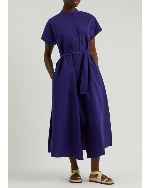 Forte Forte Purple Belted Cotton-Poplin Midi Dress