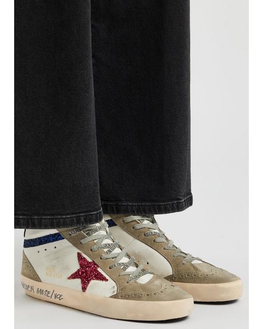 Golden Goose Deluxe Brand Multicolor Mid Star Distressed Panelled Leather Sneakers