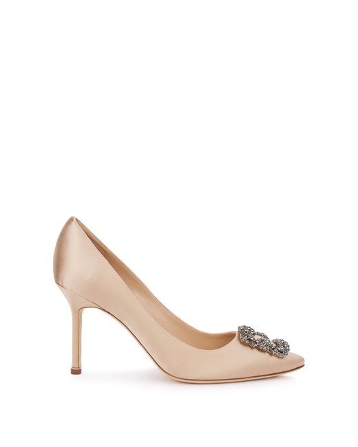 Manolo Blahnik Pink Hangisi 90 Silk-Satin Pumps