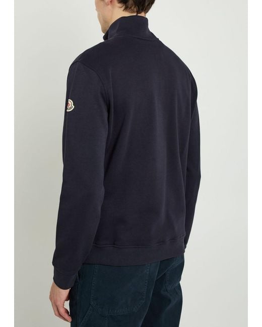 Moncler Blue Logo-Embroidered Cotton-Blend Sweatshirt for men
