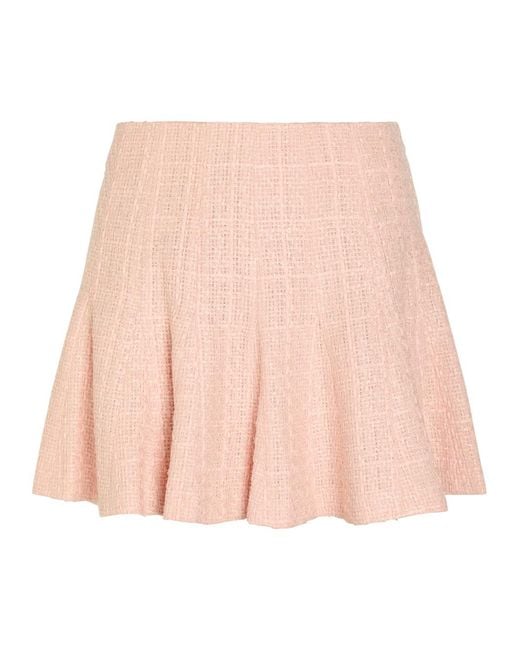 Alice + Olivia Pink Zona Pleated Tweed Mini Skirt