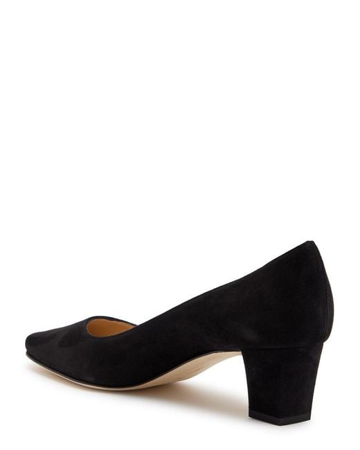 Manolo Blahnik Black Okkatopla 50 Suede Pumps