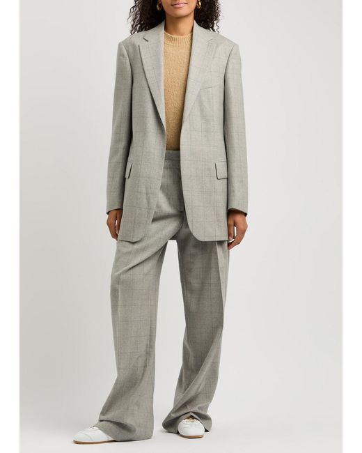 Dries Van Noten Gray Porter Checked Wool Trousers