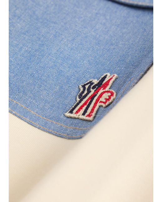 Moncler White Denim-Pocket Logo Cotton T-Shirt for men