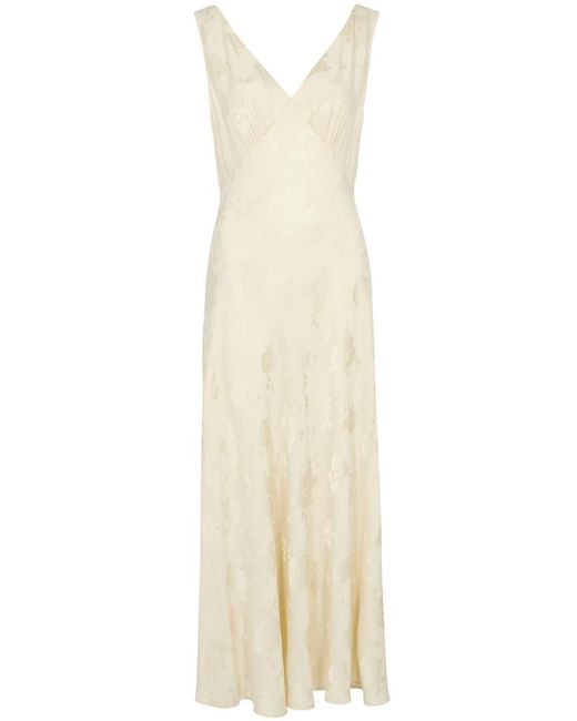Rixo White Sandrine Floral-jacquard Midi Dress