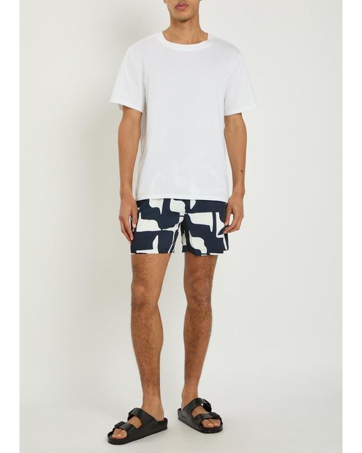 Raith Blue Massira Patterned Woven Swim Shorts for men