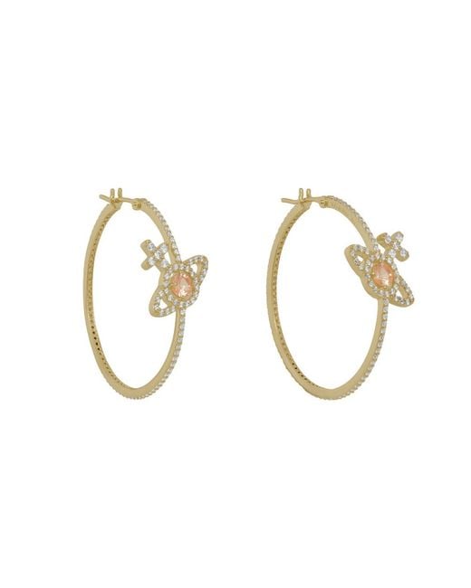 Vivienne Westwood Metallic Olympia Pavé Orb Hoop Earrings