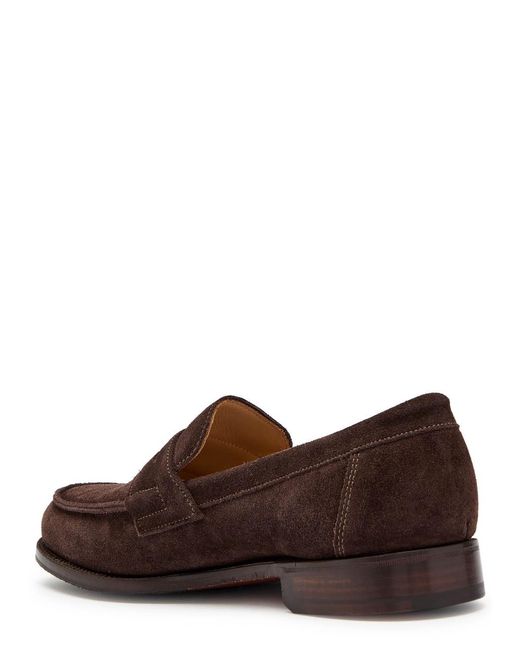GRENSON Brown Epsom Suede Loafers for men