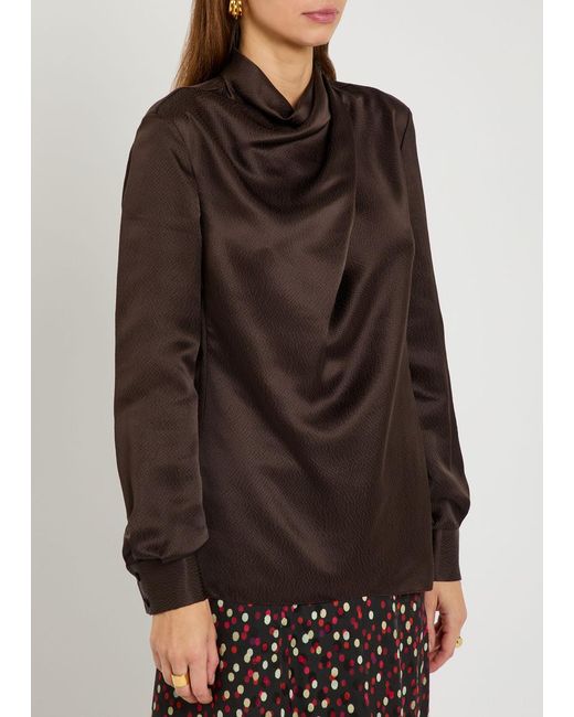 Gabriela Hearst Brown Marcela Draped Silk Top