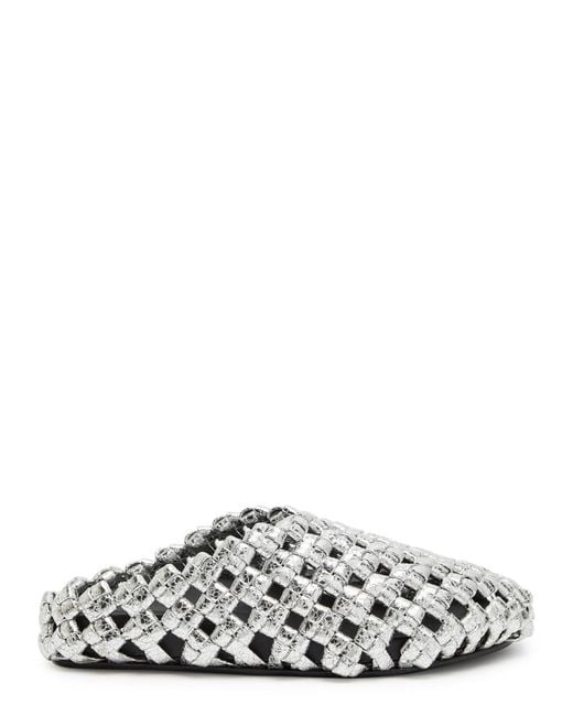 A.W.A.K.E. MODE White Mismatched Metallic Leather Mules