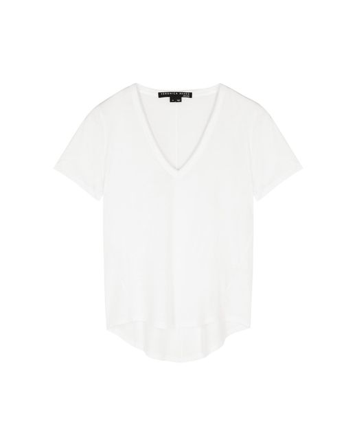 Veronica Beard White Top Cindy Ss Veck T-Shirt