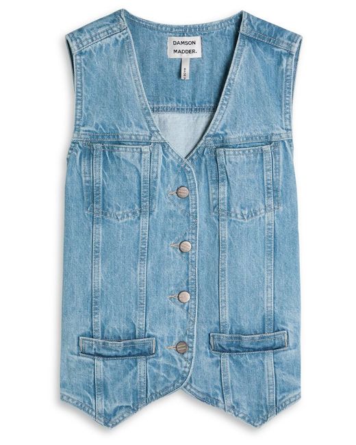 Damson Madder Blue Helly Panelled Denim Gilet