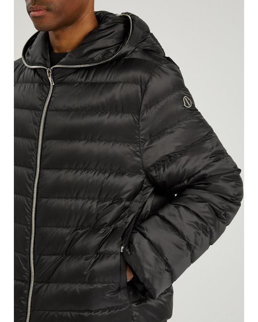 Rick Owens Black X Moncler Ziplock Hooded Padded Shell Jacket for men