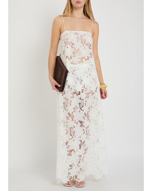 SOLAQUA White Camilla Mini Embroidered Guipure-Lace Top