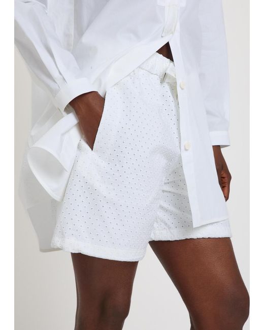 Moncler White Logo-Appliquéd Embroidered Cotton Shorts