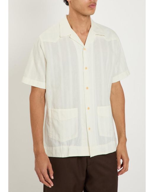 Oliver Spencer White Embroidered Cotton Shirt for men