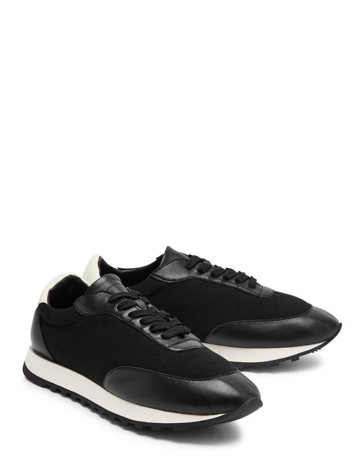 The Row Black Owen Panelled Mesh-knit Sneakers