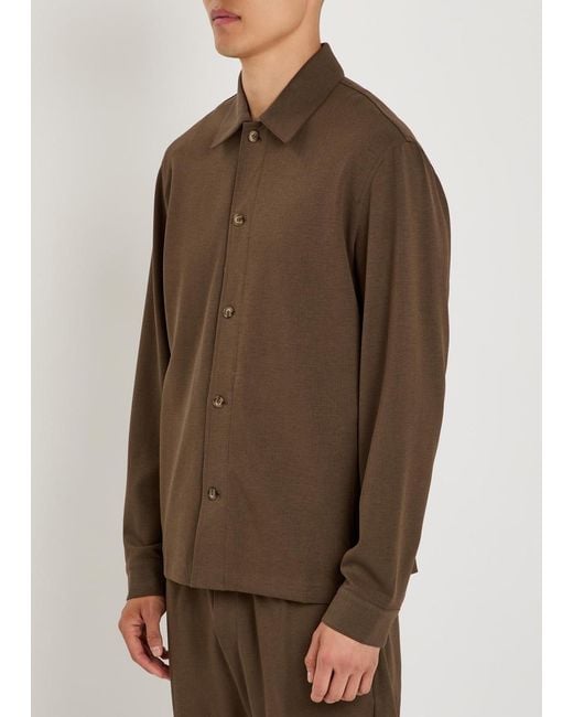 Raith Brown Geneva Textured Jersey Overshirt for men