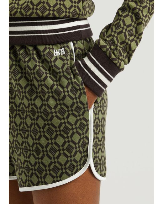 Wales Bonner Green Power Patterned Stretch-Cotton Shorts