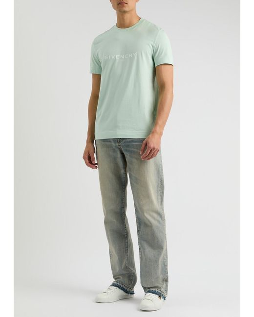 Givenchy Green Reverse Logo-Print Cotton T-Shirt for men
