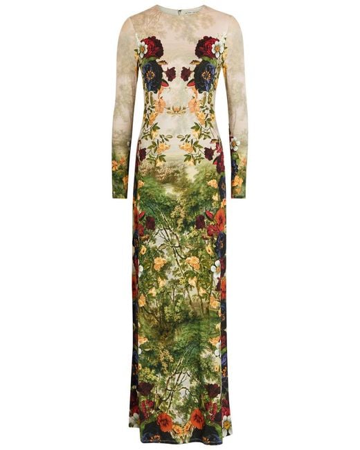 Alice + Olivia Green Delora Floral-Print Jersey Maxi Dress