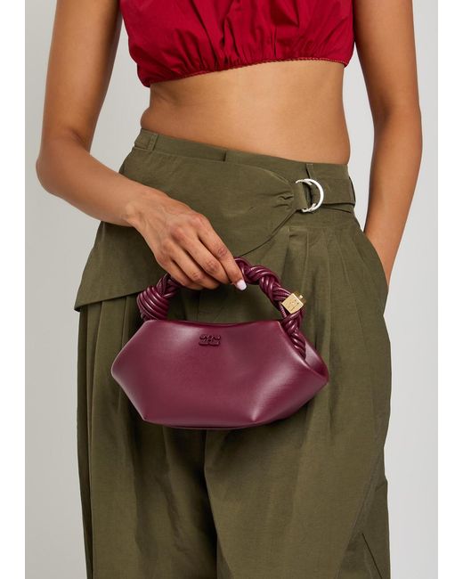 Ganni Purple Bou Mini Leather Top Handle Bag