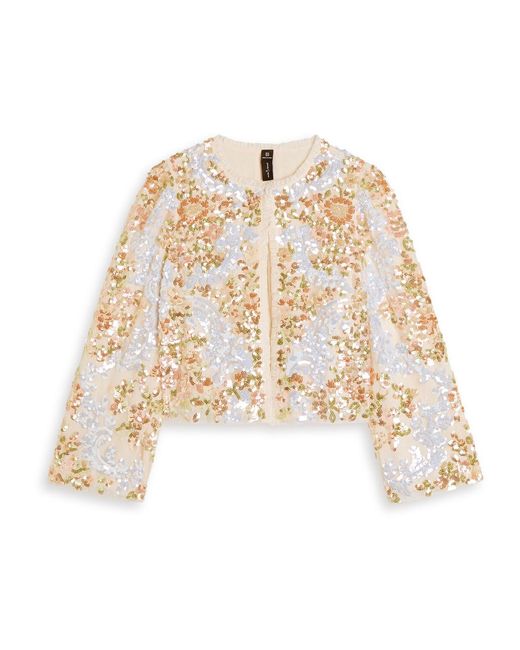 Needle & Thread White Baroque Sequin-Embellished Tulle Jacket