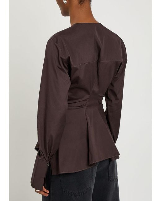 LIBEROWE Brown Lavinia Darted Cotton-Poplin Shirt