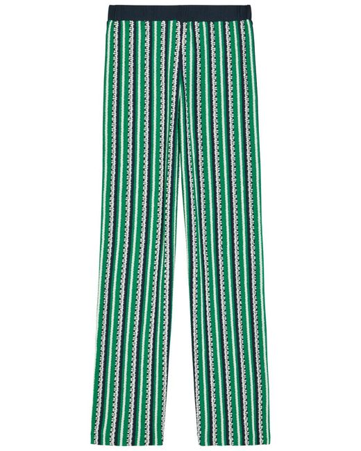 Jonathan Simkhai Green Brenner Striped Straight-Leg Knit Trousers