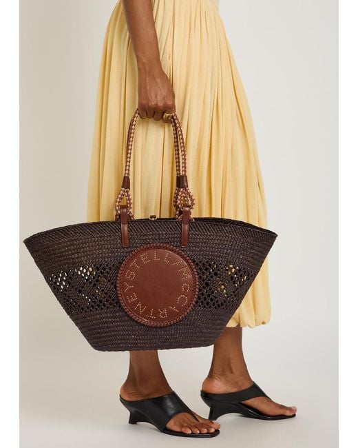 Stella McCartney Brown Logo Large Raffia Tote Bag