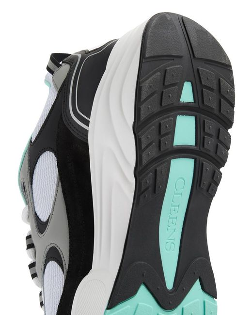 Cleens White Pulse Runner Panelled Mesh Sneakers for men