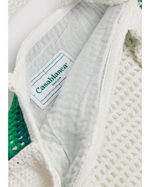 Casablancabrand Green Logo Striped Crochet-knit Tote for men