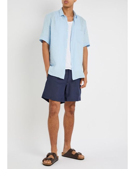 Sunspel Blue Brushed-Shell Swim Shorts for men