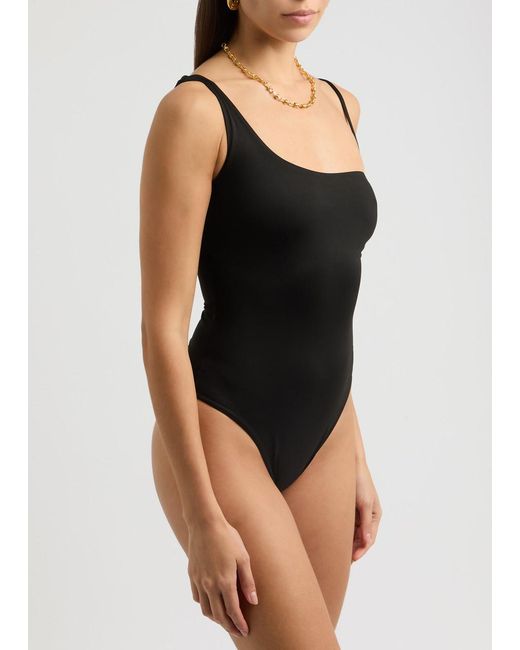 Max Mara Black Clara Asymmetric Swimsuit